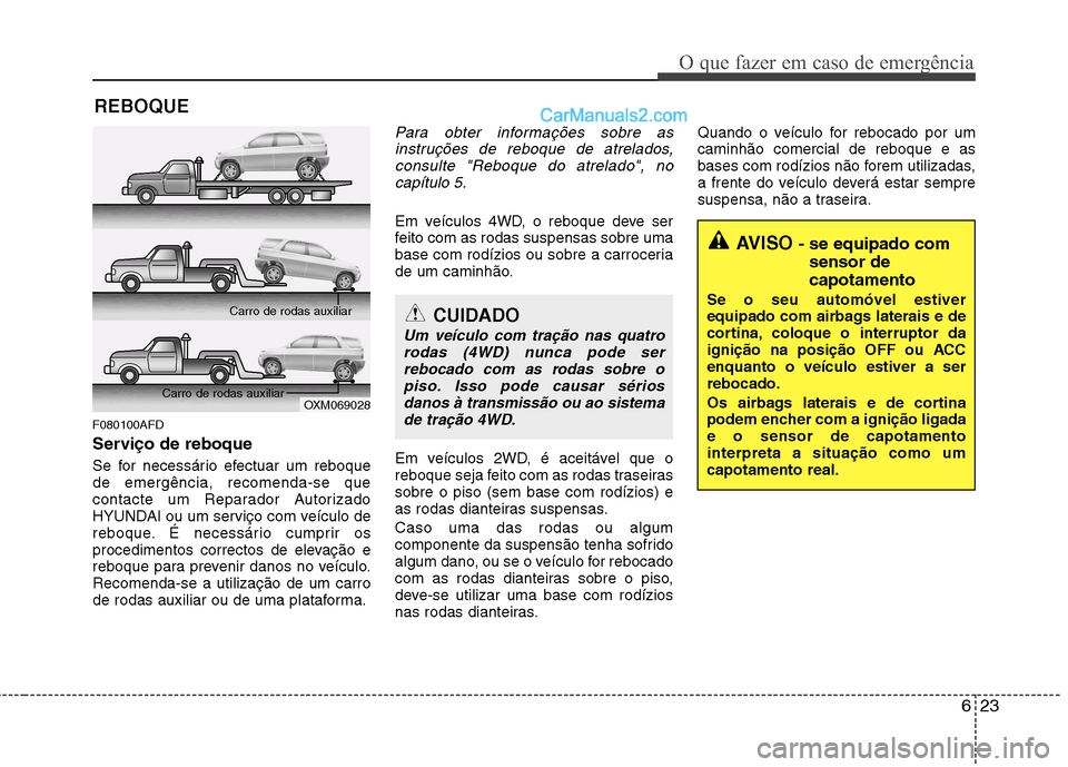Hyundai Santa Fe 2011 Manual do proprietário (in Portuguese) 623
O que fazer em caso de emergência
REBOQUE
F080100AFD
Serviço de reboque
Se for necessário efectuar um reboque de emergência, recomenda-se que
contacte um Reparador Autorizado
HYUNDAI ou um s Hyundai Santa Fe 2011 Manual do proprietário (in Portuguese) 623
O que fazer em caso de emergência
REBOQUE
F080100AFD
Serviço de reboque
Se for necessário efectuar um reboque de emergência, recomenda-se que
contacte um Reparador Autorizado
HYUNDAI ou um s