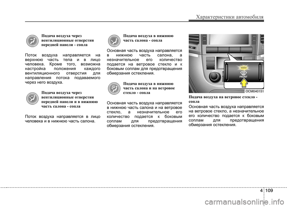 Hyundai Santa Fe 2011 Инструкция по эксплуатации (in Russian) 4109
Характеристики автомобиля
4109
Подача воздуха через
вентиляционные отверстия
передней панели - сопла
Пото Hyundai Santa Fe 2011 Инструкция по эксплуатации (in Russian) 4109
Характеристики автомобиля
4109
Подача воздуха через
вентиляционные отверстия
передней панели - сопла
Пото