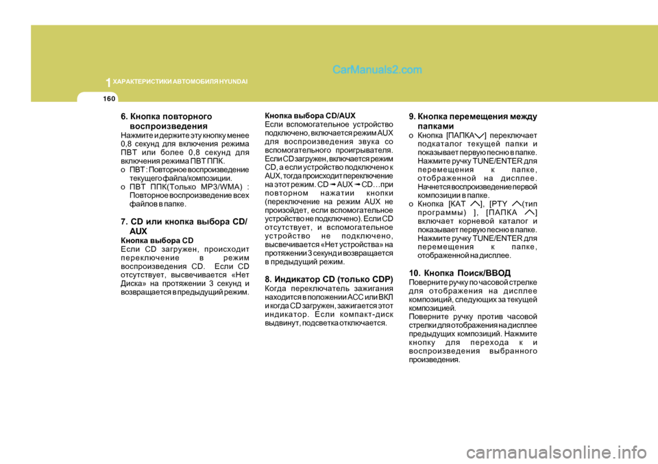 Hyundai Santa Fe 2009  Инструкция по эксплуатации (in Russian) 1Х:J:DL?JBKLBDB
 :<LHFH;BEY  H Y U N D A I
160
6. DghidZ  ih\lhjgh]h
\hkijhba\_^_gby
GZ`fbl_  b  ^_j`bl_  wlm  dghidm  f