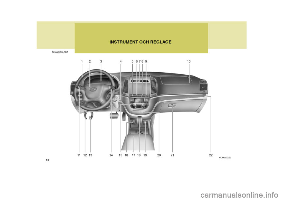 Hyundai Santa Fe 2007  Ägarmanual (in Swedish) F8B250A01CM-GDT
INSTRUMENT OCH REGLAGE
OCM050005L  