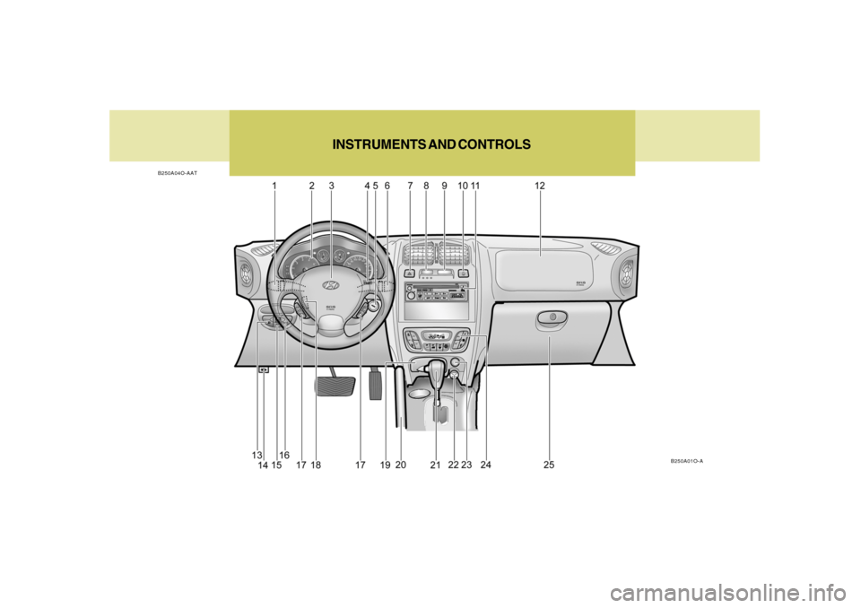 Hyundai Santa Fe 2006  Owners Manual INSTRUMENTS AND CONTROLS
B250A04O-AAT
B250A01O-A 