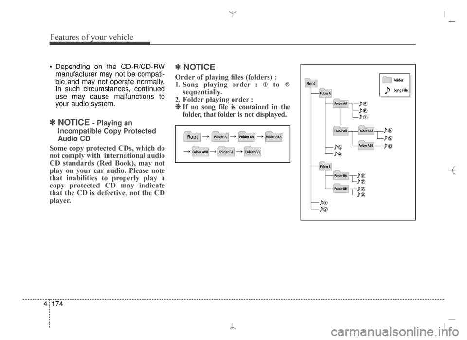 Hyundai Santa Fe Sport 2016 Owners Manual Features of your vehicle
174
4
Depending on the CD-R/CD-RW
manufacturer may not be compati-
ble and may not operate normally.
In such circumstances, continued
use may cause malfunctions to
your audio Hyundai Santa Fe Sport 2016 Owners Manual Features of your vehicle
174
4
Depending on the CD-R/CD-RW
manufacturer may not be compati-
ble and may not operate normally.
In such circumstances, continued
use may cause malfunctions to
your audio