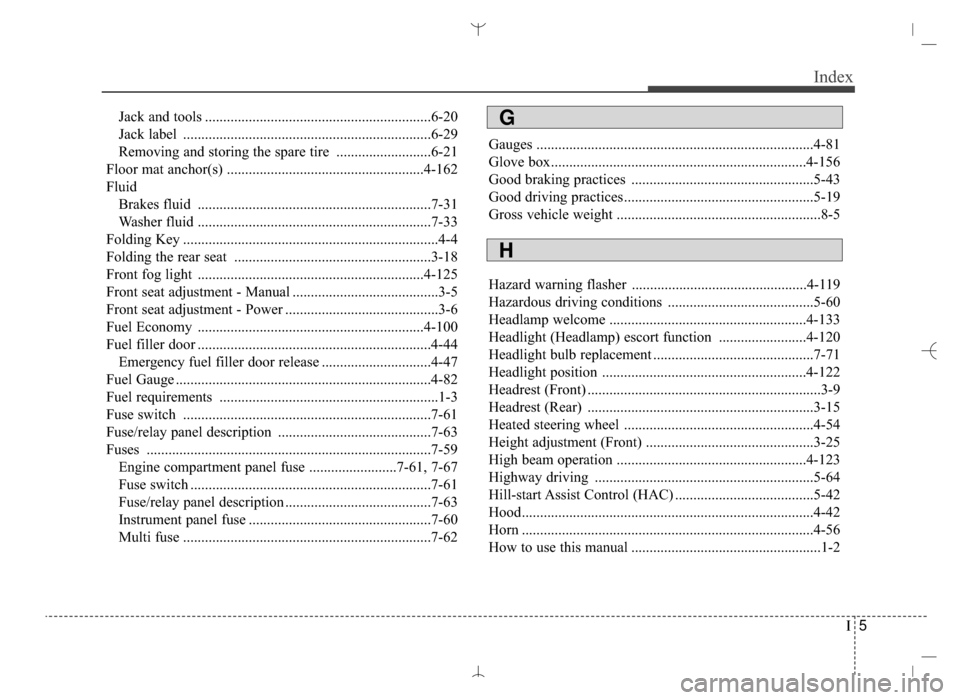 Hyundai Santa Fe Sport 2016 Owners Manual I5
Index
Jack and tools ..............................................................6-20
Jack label ....................................................................6-29\
Removing and storing th Hyundai Santa Fe Sport 2016 Owners Manual I5
Index
Jack and tools ..............................................................6-20
Jack label ....................................................................6-29\
Removing and storing th