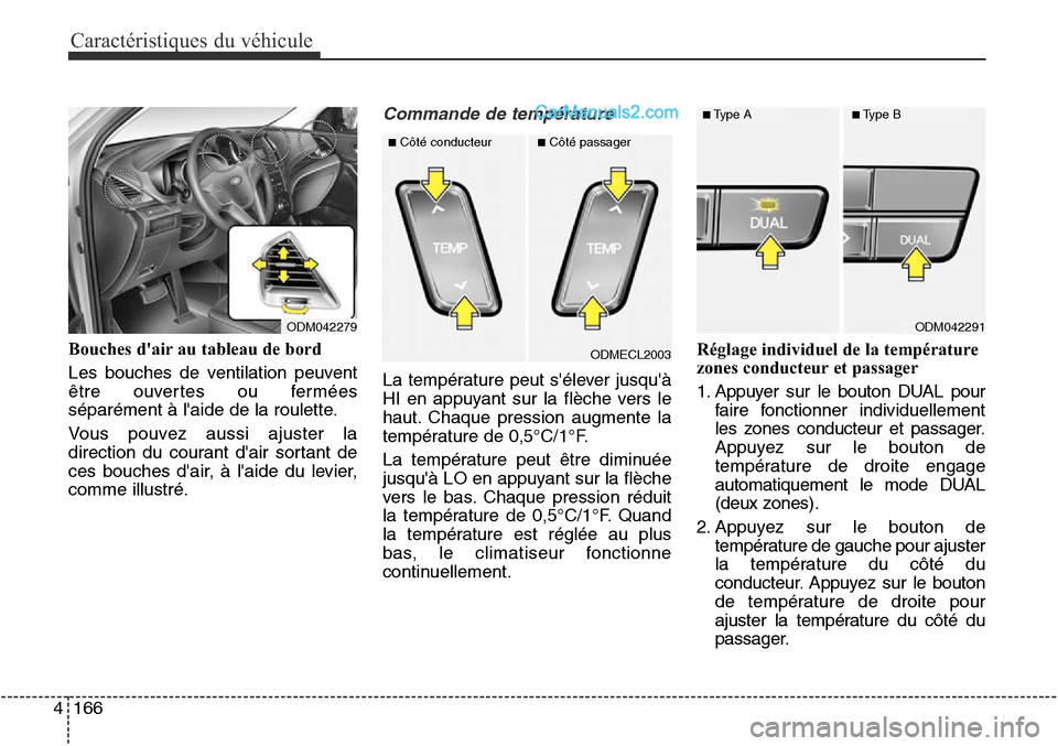 Hyundai Santa Fe Sport 2016 Manuel du propriétaire (in French) Caractéristiques du véhicule
166
4
Bouches dair au tableau de bord
Les bouches de ventilation peuvent
être ouvertes ou fermées
séparément à laide de la roulette.
Vous pouvez aussi ajuster la
Hyundai Santa Fe Sport 2016 Manuel du propriétaire (in French) Caractéristiques du véhicule
166
4
Bouches dair au tableau de bord
Les bouches de ventilation peuvent
être ouvertes ou fermées
séparément à laide de la roulette.
Vous pouvez aussi ajuster la