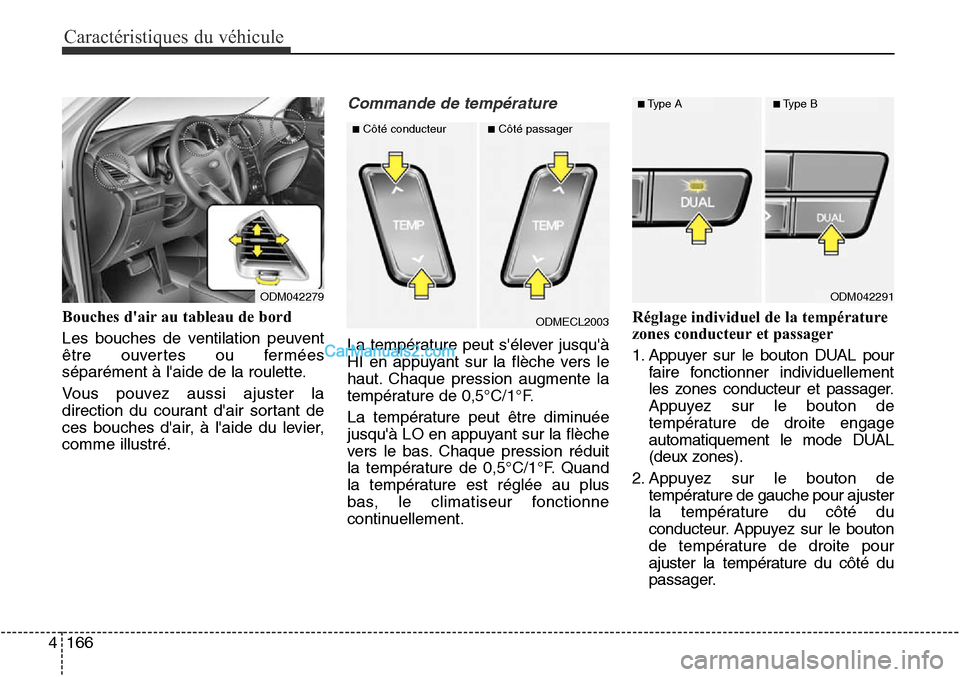 Hyundai Santa Fe Sport 2015 Manuel du propriétaire (in French) Caractéristiques du véhicule
166
4
Bouches dair au tableau de bord
Les bouches de ventilation peuvent
être ouvertes ou fermées
séparément à laide de la roulette.
Vous pouvez aussi ajuster la
Hyundai Santa Fe Sport 2015 Manuel du propriétaire (in French) Caractéristiques du véhicule
166
4
Bouches dair au tableau de bord
Les bouches de ventilation peuvent
être ouvertes ou fermées
séparément à laide de la roulette.
Vous pouvez aussi ajuster la