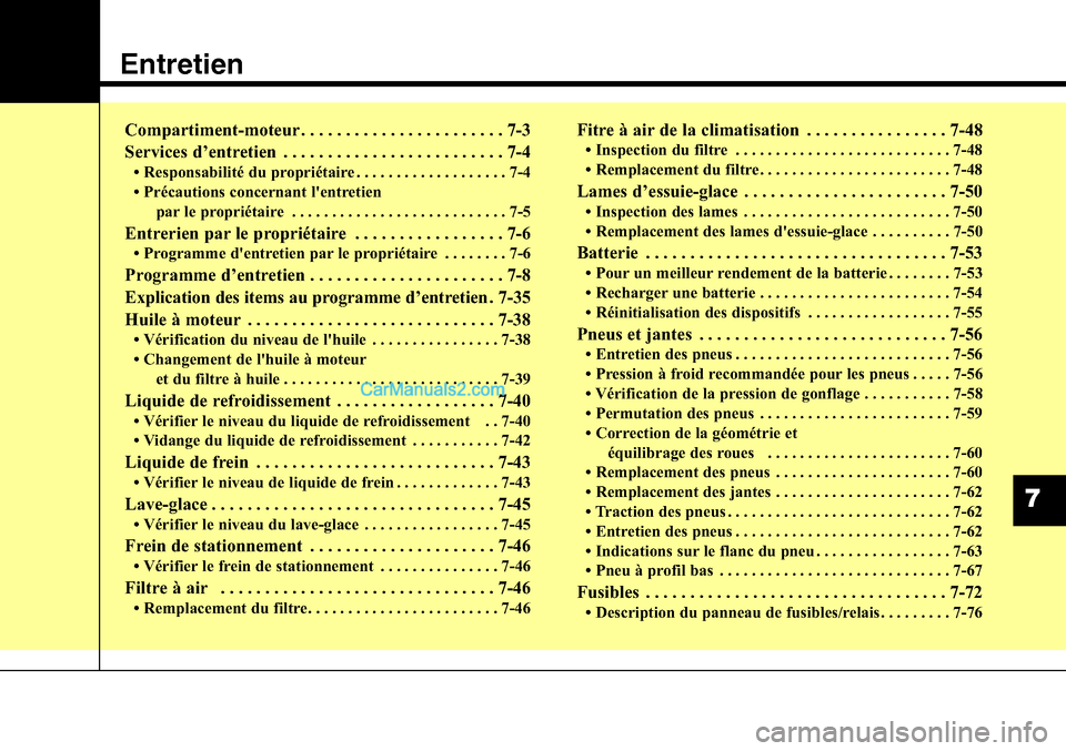 Hyundai Santa Fe Sport 2015 Manuel du propriétaire (in French) Entretien
Compartiment-moteur . . . . . . . . . . . . . . . . . . . . . . . 7-3
Services d’entretien . . . . . . . . . . . . . . . . . . . . . . . . . 7-4
• Responsabilité du propriétaire . . . Hyundai Santa Fe Sport 2015 Manuel du propriétaire (in French) Entretien
Compartiment-moteur . . . . . . . . . . . . . . . . . . . . . . . 7-3
Services d’entretien . . . . . . . . . . . . . . . . . . . . . . . . . 7-4
• Responsabilité du propriétaire . . .