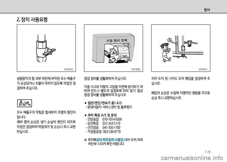 Hyundai Small Commercial Features 2015  소형상용특장 - 사용 설명서 (in Korean) 1-9
탑8
