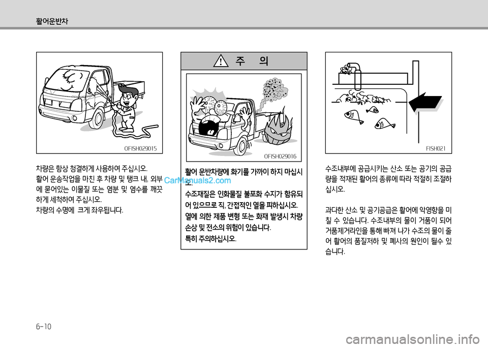 Hyundai Small Commercial Features 2015  소형상용특장 - 사용 설명서 (in Korean) 6-10
활어운반8