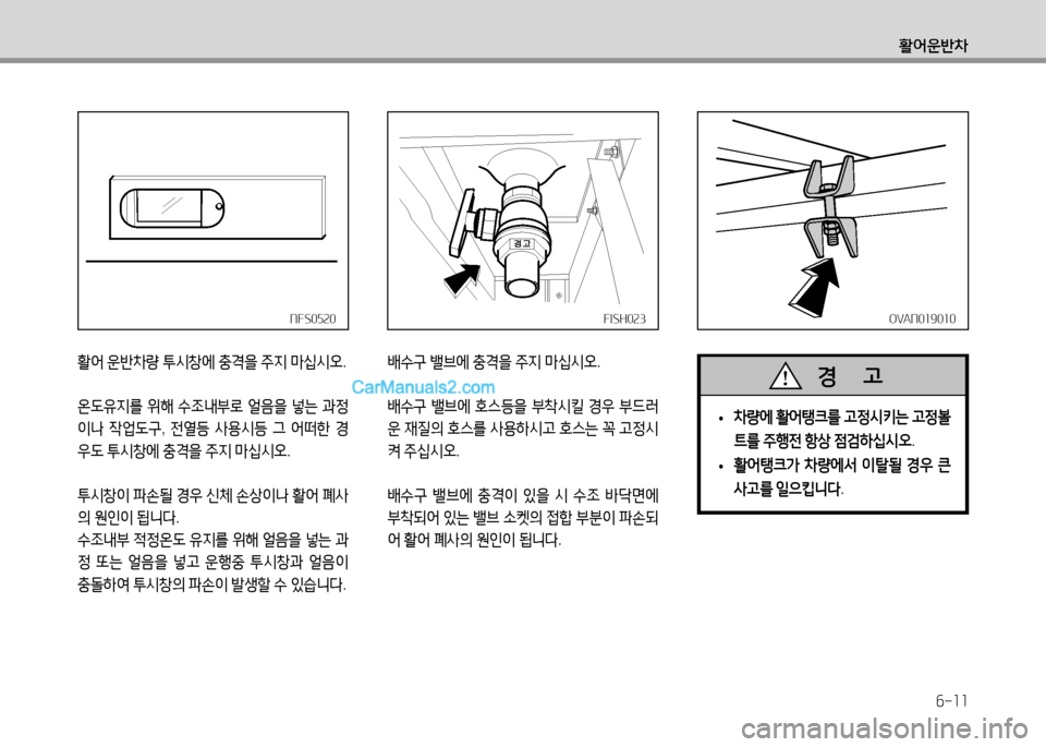 Hyundai Small Commercial Features 2015  소형상용특장 - 사용 설명서 (in Korean) 6-11
활어운반8