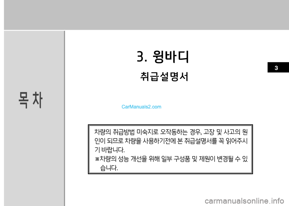 Hyundai Small Commercial Features 2015  소형상용특장 - 사용 설명서 (in Korean) 3. 윙바디
18