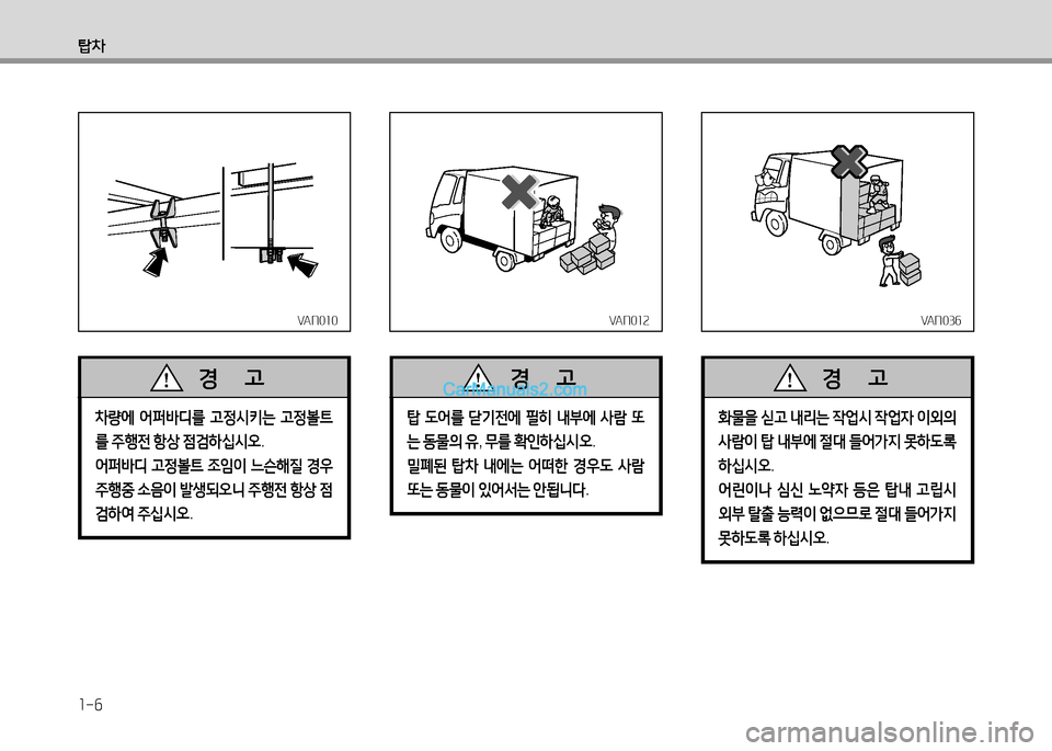 Hyundai Small Commercial Features 2015  소형상용특장 - 사용 설명서 (in Korean) 1-6
탑8