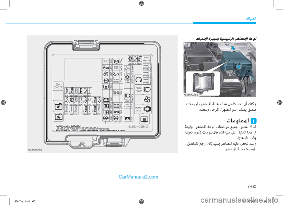 Hyundai Sonata 2018  دليل المالك 7-��
ﺔﻧﺎﻴﺼﻟا
�1�.�(������
��·�h��?��Î�h�Ê� �]�T�…��Ï�Ë�l�Ë�Ó�h�¸�?��h�Ä�@�t�›�?��Ï�W�É�¸
OLF074028
 تﻼﺣﺮﳌا /ﺮﻫﺎﺼﳌا ﺔﺒﻠﻋ ءﺎ