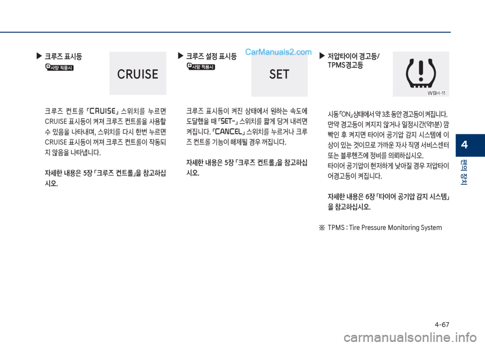Hyundai Sonata 2017  쏘나타 LF - 사용 설명서 (in Korean) 태-67
편의보장치
4
보
▶
보크루즈보표	&등보
보 크루
