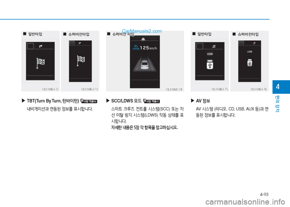 Hyundai Sonata 2016  쏘나타 LF - 사용 설명서 (in Korean) 4-93
편의 장치
4
 
▶
SCC/LDWS  0드 
 스&P?@  크루6  컨?@롤  /d스템 (SCC)  또는 8