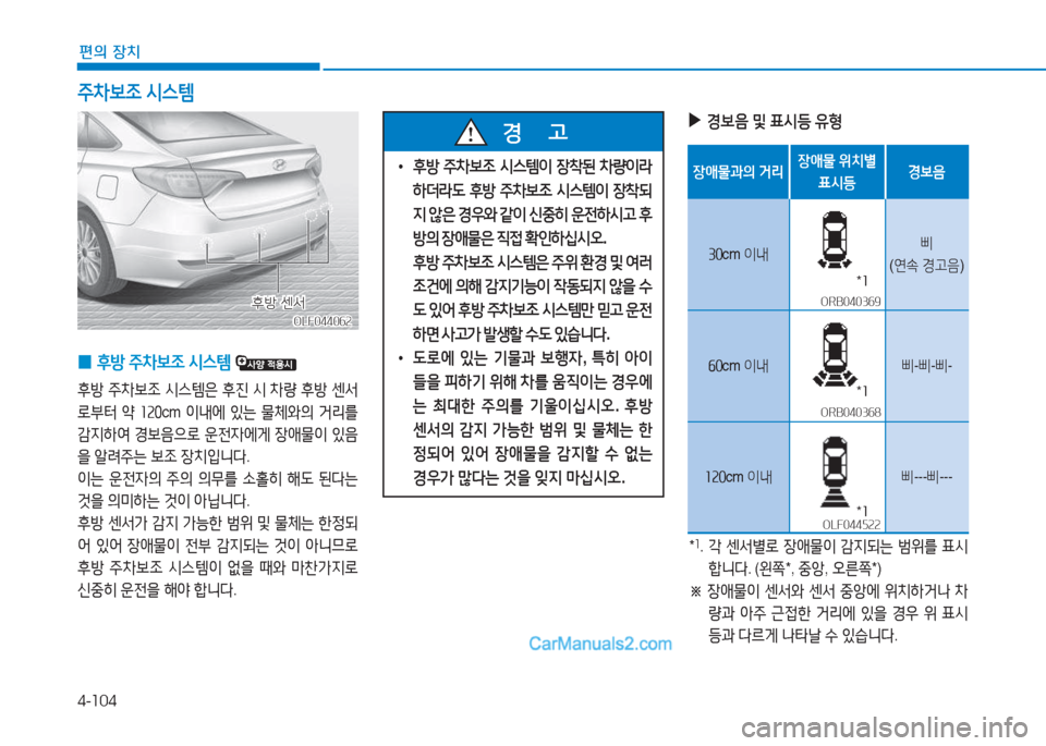 Hyundai Sonata 2016  쏘나타 LF - 사용 설명서 (in Korean) 4-104
편의 장치
 
0 후방
 주8