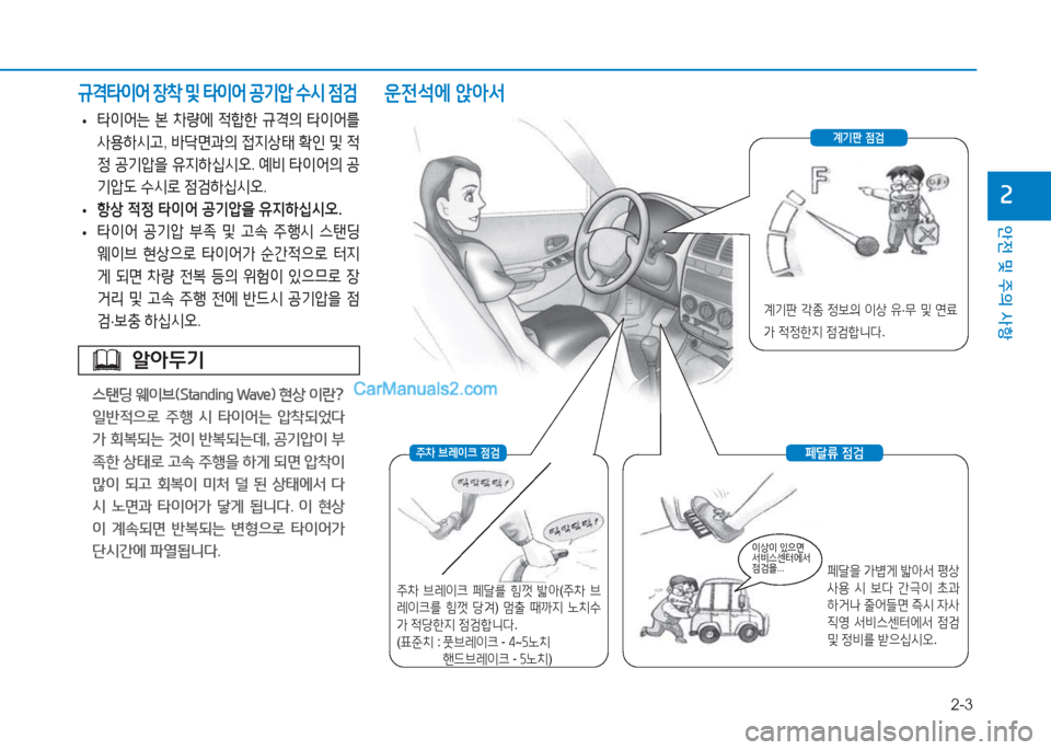 Hyundai Sonata 2016  쏘나타 LF - 사용 설명서 (in Korean) 2-3
안전 및 주의 사항
속
 
• 타3