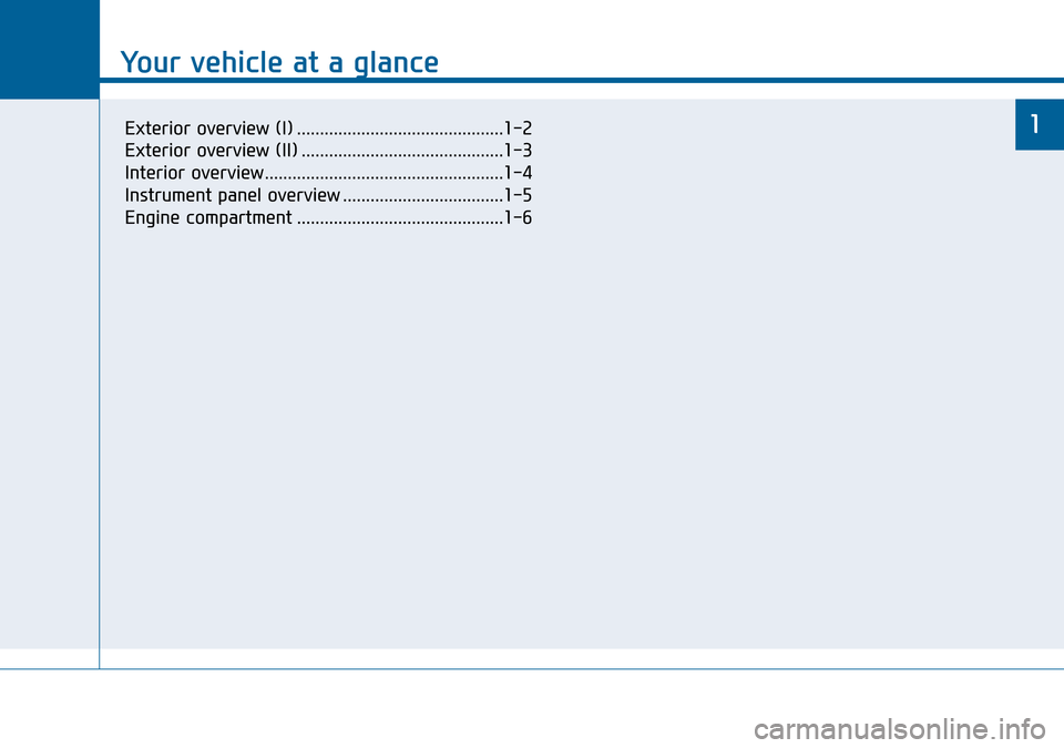 Hyundai Sonata 2015 - RHD (UK, Australia) User Guide Your vehicle at a glance
1
Your vehicle at a glance
1Exterior overview (I) .............................................1-2
Exterior overview (II) ............................................1-3
Inter Hyundai Sonata 2015 - RHD (UK, Australia) User Guide Your vehicle at a glance
1
Your vehicle at a glance
1Exterior overview (I) .............................................1-2
Exterior overview (II) ............................................1-3
Inter