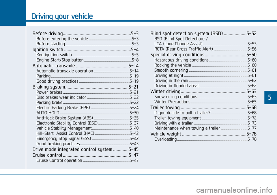 Hyundai Sonata 2015 Owners Manual - RHD (UK, Australia) Driving your vehicle
Before driving.........................................................5-3
Before entering the vehicle ...........................................5-3
Before starting.............. Hyundai Sonata 2015 Owners Manual - RHD (UK, Australia) Driving your vehicle
Before driving.........................................................5-3
Before entering the vehicle ...........................................5-3
Before starting..............