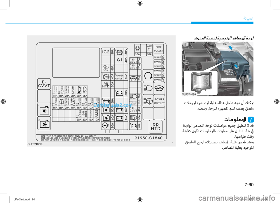 Hyundai Sonata 2015 دليل المالك 7-60
ةنايصلا
OLF074057L
كرلمحا ةري ـجلح ةيسيئرلا رهاصلما ةحول
OLF074028
نيfلاحرلما /رهاصلما ةبلع ءاطغ لنيصخاد دجت نأ كنك Hyundai Sonata 2015 دليل المالك 7-60
ةنايصلا
OLF074057L
كرلمحا ةري ـجلح ةيسيئرلا رهاصلما ةحول
OLF074028
نيfلاحرلما /رهاصلما ةبلع ءاطغ لنيصخاد دجت نأ كنك