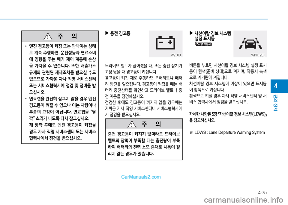 Hyundai Sonata 2015  쏘나타 LF - 사용 설명서 (in Korean) 4-75
편의 장치
4
 
▶
충전  Eh등
드라이브  벨?@