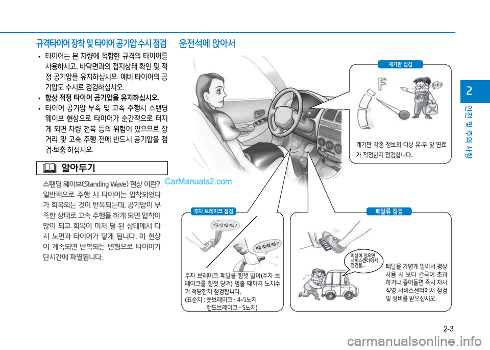 Hyundai Sonata 2015  쏘나타 LF - 사용 설명서 (in Korean) 2-3
안전 및 주의 사항
속
 
• 타3