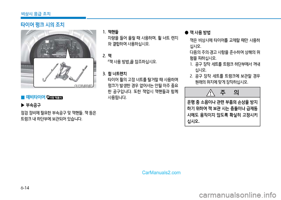 Hyundai Sonata 2015  쏘나타 LF - 사용 설명서 (in Korean) 6-14
비상시 응급 조치
1.  잭핸들   8