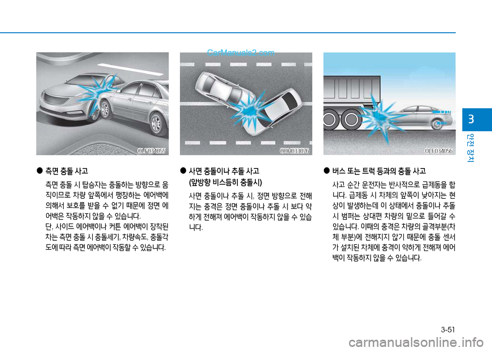 Hyundai Sonata 2015  쏘나타 LF - 사용 설명서 (in Korean) 3-51
안전 장치
3
 
●
 
버스  "