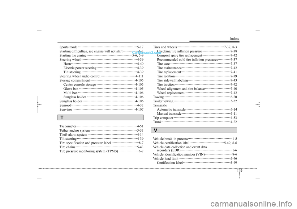 Hyundai Sonata 2013  Owners Manual I9
Index
Sports mode ···································································5-17
Starting difficulties, see engine will n