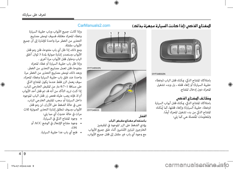 Hyundai Sonata 2013 دليل المالك كترايس لىع فرعت
9
4
)كلذب ةزهمج ةرايسلا تناك اذإ( يكذلا حاتفلما
OYF049302N
ءاطغو( بابلا \fفق كنكيم ،كيذلا حاتفلما ككل Hyundai Sonata 2013 دليل المالك كترايس لىع فرعت
9
4
)كلذب ةزهمج ةرايسلا تناك اذإ( يكذلا حاتفلما
OYF049302N
ءاطغو( بابلا \fفق كنكيم ،كيذلا حاتفلما ككل