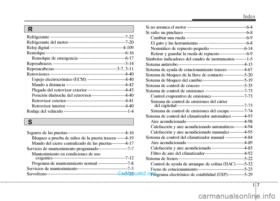 Hyundai Sonata I7
Index
Refrigerante ···································································7-22
Refrigerante del motor ······· Hyundai Sonata I7
Index
Refrigerante ···································································7-22
Refrigerante del motor ·······Â