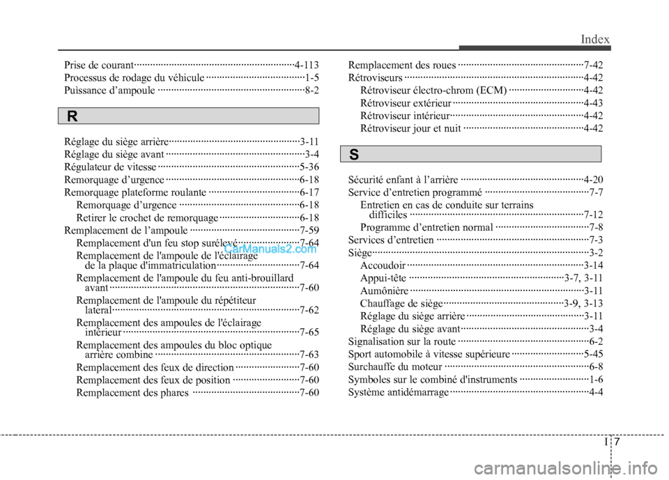 Hyundai Sonata 2012  Manuel du propriétaire (in French) I7
Index
Prise de courant····························································4-113 
Processus de rodage du véhicule ·······�