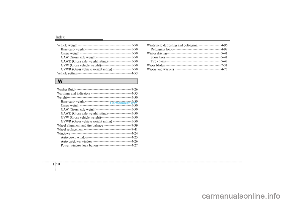 Hyundai Sonata 
Index10I
Vehicle weight ··················\
··················\
··················\
·········5-50Base curb weight ···········