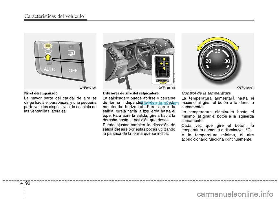 Hyundai Sonata Características del vehículo
96
4
Nivel desempañado
La mayor parte del caudal de aire se
dirige hacia el parabrisas, y una pequeña
parte va a los dispositivos de deshielo de
las ventanillas late Hyundai Sonata Características del vehículo
96
4
Nivel desempañado
La mayor parte del caudal de aire se
dirige hacia el parabrisas, y una pequeña
parte va a los dispositivos de deshielo de
las ventanillas late