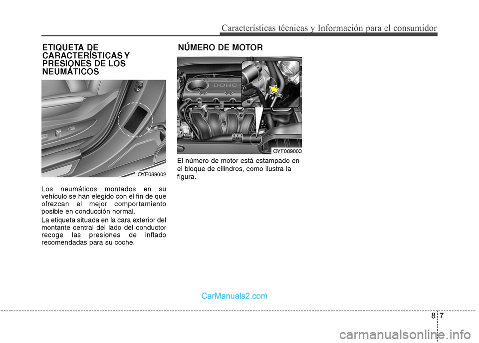 Hyundai Sonata 87
Características técnicas y Información para el consumidor
Los neumáticos montados en su
vehículo se han elegido con el fin de que
ofrezcan el mejor comportamiento
posible en conducción norma Hyundai Sonata 87
Características técnicas y Información para el consumidor
Los neumáticos montados en su
vehículo se han elegido con el fin de que
ofrezcan el mejor comportamiento
posible en conducción norma