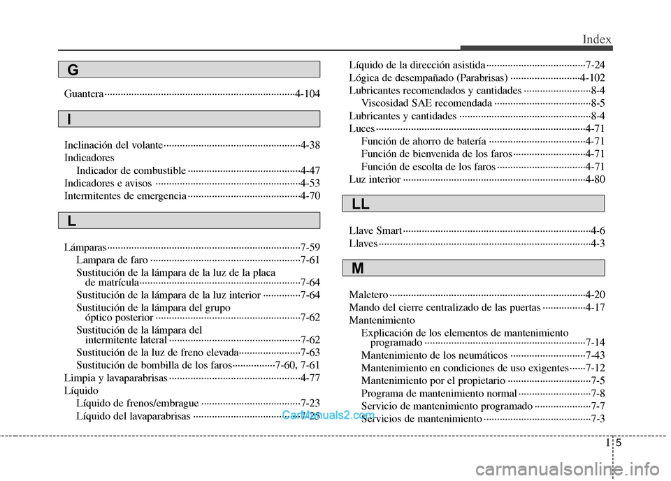 Hyundai Sonata I5
Index
Guantera ·······································································4-104
Inclinación del volante···· Hyundai Sonata I5
Index
Guantera ·······································································4-104
Inclinación del volante····Â