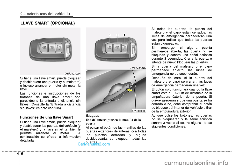 Hyundai Sonata Características del vehículo
6
4
Si tiene una llave smart, puede bloquear
y desbloquear una puerta (y el maletero)
e incluso arrancar el motor sin meter la
llave.
Las funciones e instrucciones de Hyundai Sonata Características del vehículo
6
4
Si tiene una llave smart, puede bloquear
y desbloquear una puerta (y el maletero)
e incluso arrancar el motor sin meter la
llave.
Las funciones e instrucciones de