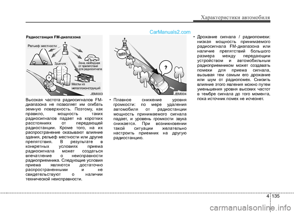 Hyundai Sonata 2011 Инструкция по эксплуатации (in Russian) 4135
Характеристики автомобиля
Высокая частота радиосигналов FM-
диапазона не позволяет им огибать
земную пов Hyundai Sonata 2011 Инструкция по эксплуатации (in Russian) 4135
Характеристики автомобиля
Высокая частота радиосигналов FM-
диапазона не позволяет им огибать
земную пов