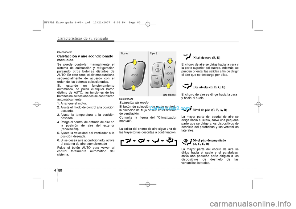 Hyundai Sonata Características de su vehículo
80
4
D240200ANF Calefacción y aire acondicionado
manuales
Se puede controlar manualmente el
sistema de calefacción y refrigeraciónpulsando otros botones distinto Hyundai Sonata Características de su vehículo
80
4
D240200ANF Calefacción y aire acondicionado
manuales
Se puede controlar manualmente el
sistema de calefacción y refrigeraciónpulsando otros botones distinto