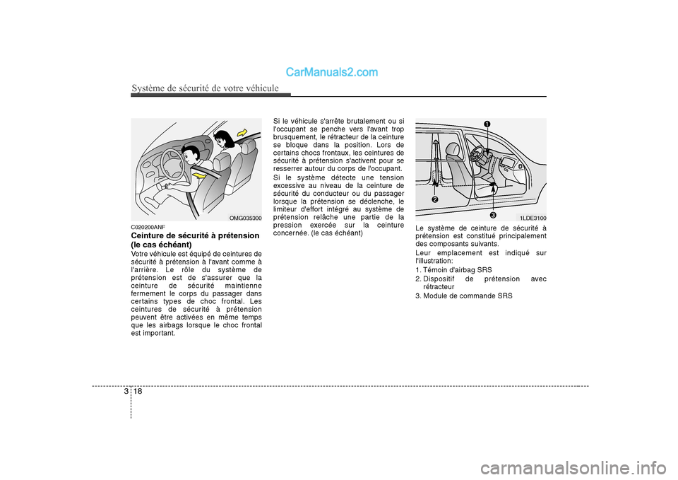 Hyundai Sonata Système de sécurité de votre véhicule
18
3
C020200ANF Ceinture de sécurité à prétension
(le cas échéant)
Votre véhicule est équipé de ceintures de
sécurité à prétension à lavant c Hyundai Sonata Système de sécurité de votre véhicule
18
3
C020200ANF Ceinture de sécurité à prétension
(le cas échéant)
Votre véhicule est équipé de ceintures de
sécurité à prétension à lavant c