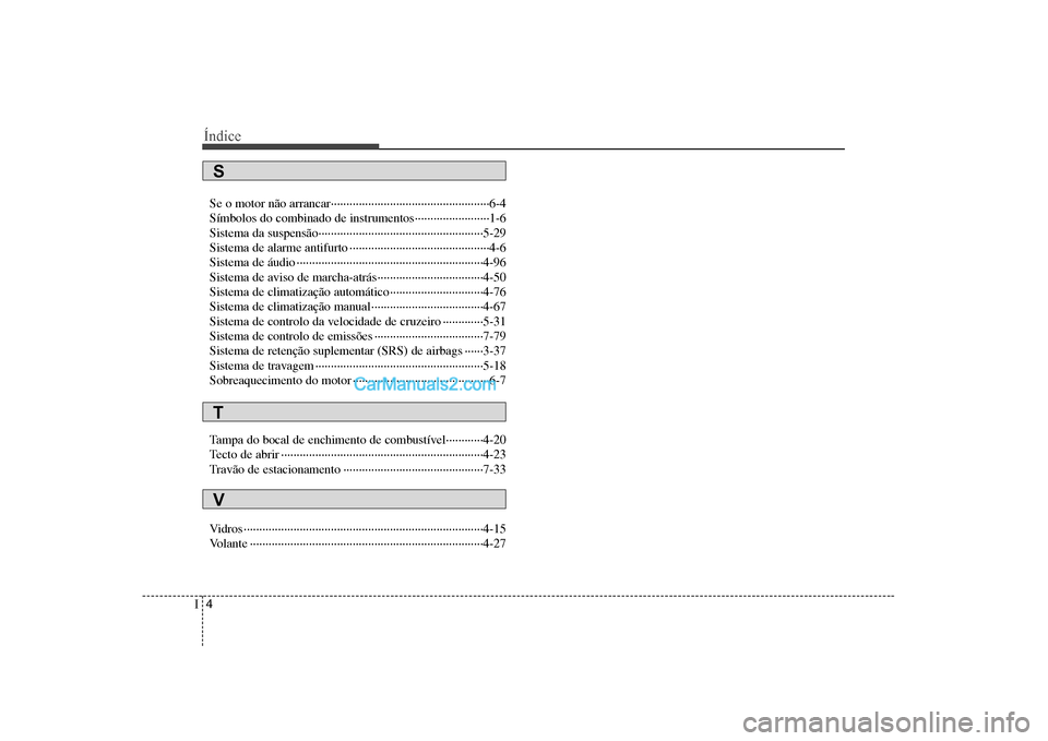 Hyundai Sonata Índice
4
I
Se o motor não arrancar···················································6-4 
Símbolos do combinado de instrumentos·········�