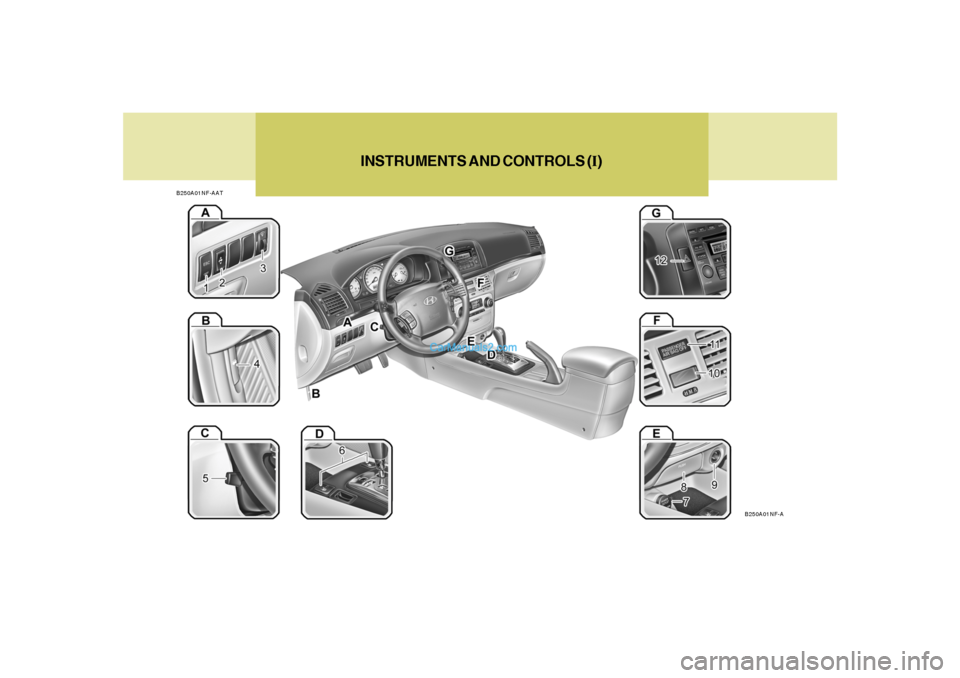 Hyundai Sonata INSTRUMENTS AND CONTROLS (I)
B250A01NF-AAT
B250A01NF-A  