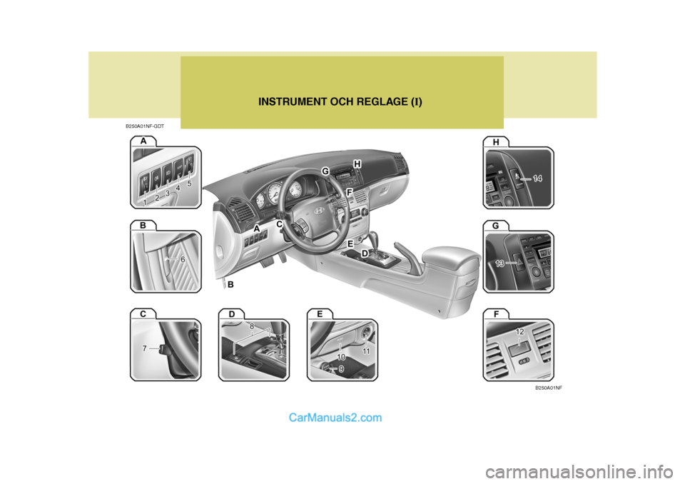 Hyundai Sonata 2006  Ägarmanual (in Swedish) B250A01NF-GDTINSTRUMENT OCH REGLAGE (
I)
B250A01NF   