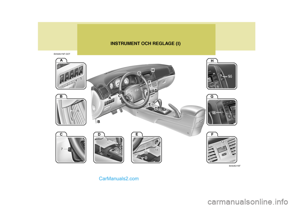 Hyundai Sonata 2005  Ägarmanual (in Swedish) B250A01NF-GDTINSTRUMENT OCH REGLAGE (
I)
B250A01NF   