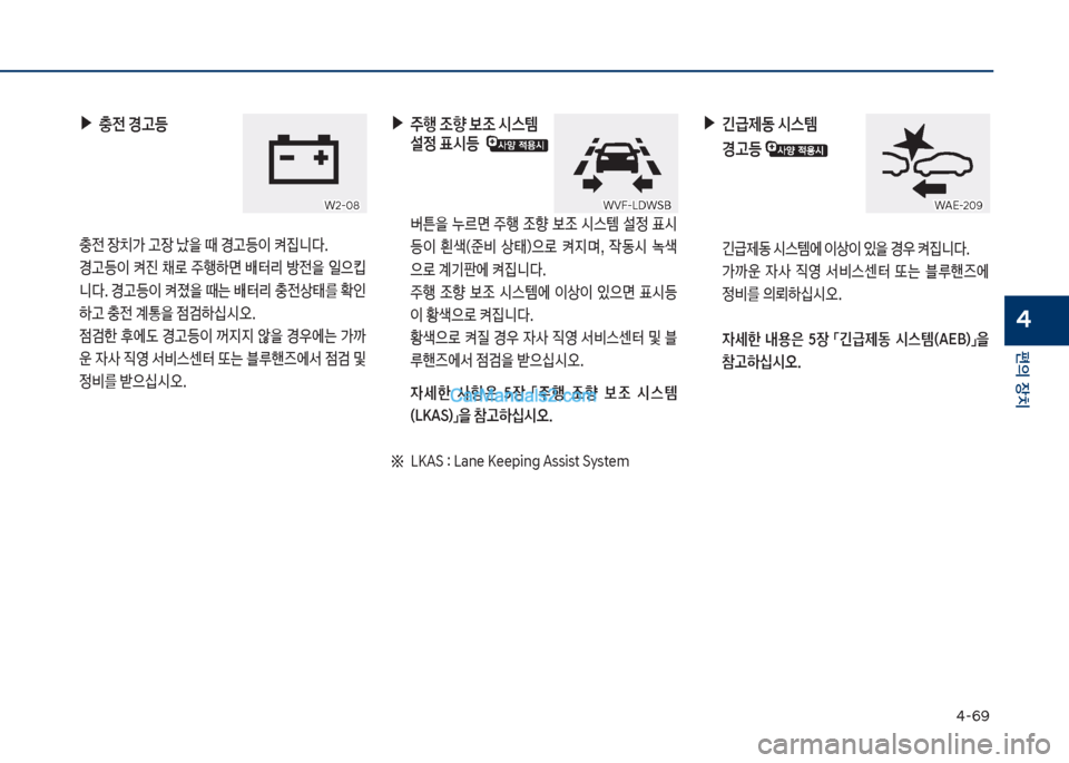 Hyundai Sonata Hybrid 2018  쏘나타 LF HEV/PHEV - 사용 설명서 (in Korean) 태-6화
편의보장치
4
보▶충전보경고등
충전보
b치>보