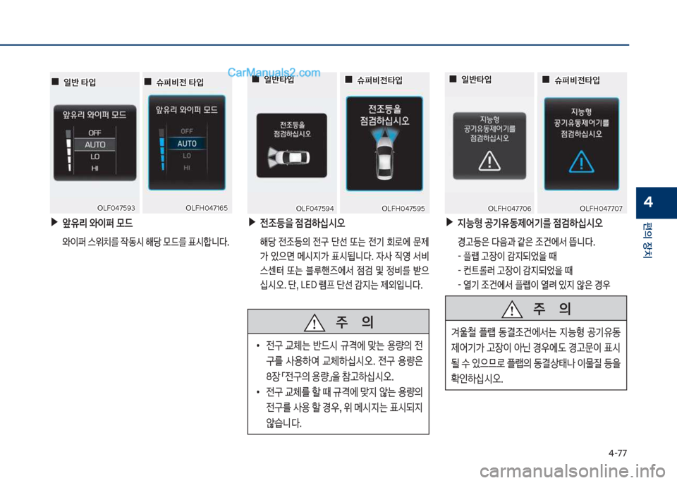 Hyundai Sonata Hybrid 2018  쏘나타 LF HEV/PHEV - 사용 설명서 (in Korean) 태-77
편의보장치
4
보▶앞유리보와이퍼보}드
보 쌍이퍼보스위치를보
X동쉇보해당보룞드를보표쉇텙니