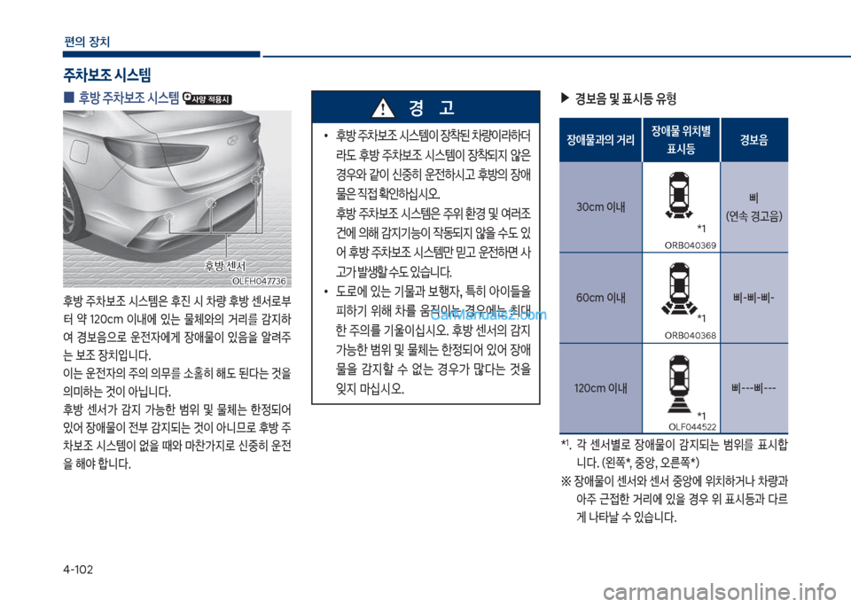 Hyundai Sonata Hybrid 2018  쏘나타 LF HEV/PHEV - 사용 설명서 (in Korean) 태-1혹2
편의보장치
보
0 후방보주0
