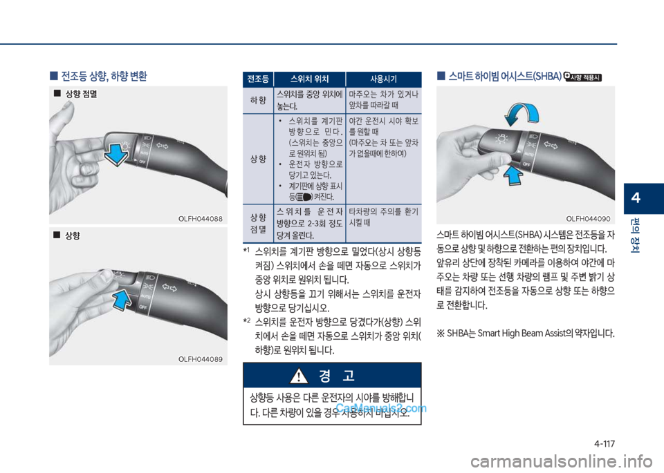 Hyundai Sonata Hybrid 2018  쏘나타 LF HEV/PHEV - 사용 설명서 (in Korean) 태-117
편의보장치
4
보
0 보전

