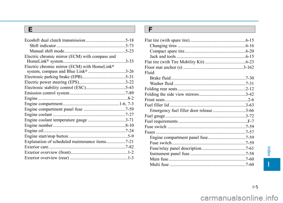 Hyundai Sonata Hybrid 2017 Owners Manual I-5
Ecoshift dual clutch transmission ...................................5-18Shift indicator .............................................................3-73
Manual shift mode........................ Hyundai Sonata Hybrid 2017 Owners Manual I-5
Ecoshift dual clutch transmission ...................................5-18Shift indicator .............................................................3-73
Manual shift mode........................