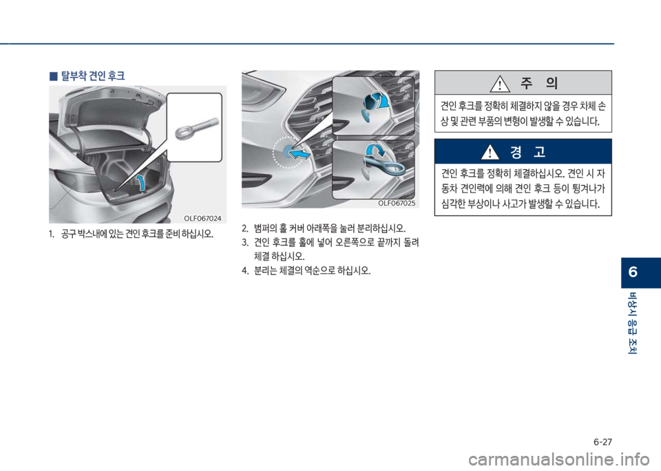 Hyundai Sonata Hybrid 2017  쏘나타 LF HEV/PHEV - 사용 설명서 (in Korean) 부-2북
비상시 응급 조치
6
 
0 탈부1 견인 후크 
1.보 공