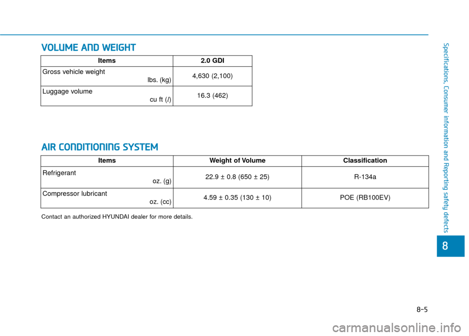 Hyundai Sonata Hybrid 2016 Owners Manual V
VO
O L
LU
U M
M E
E
A
A N
N D
D
W
W E
EI
IG
G H
H T
T
8-5
88
Specifications, Consumer information and Reporting safety defects
A
AI
IR
R
C
C O
O N
ND
DI
IT
T I
IO
O N
NI
IN
N G
G
S
S Y
Y S
Hyundai Sonata Hybrid 2016 Owners Manual V
VO
O L
LU
U M
M E
E
A
A N
N D
D
W
W E
EI
IG
G H
H T
T
8-5
88
Specifications, Consumer information and Reporting safety defects
A
AI
IR
R
C
C O
O N
ND
DI
IT
T I
IO
O N
NI
IN
N G
G
S
S Y
Y S